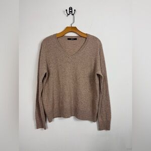 Quince Mongolian Cashmere V-Neck Sweater Oatmeal Sz XL V Neck